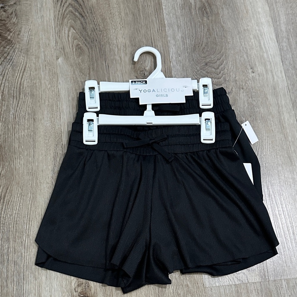 Yogalicious girls 2 pack  Black Athletic Shorts with lining